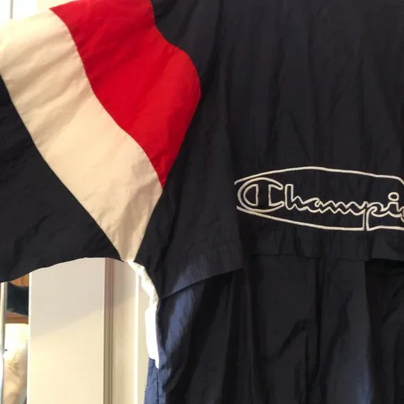 Champion Blue Red 1996 Atlanta Olympics USA Athletic Zip Windbreaker Jacket L - Picture 7 of 14